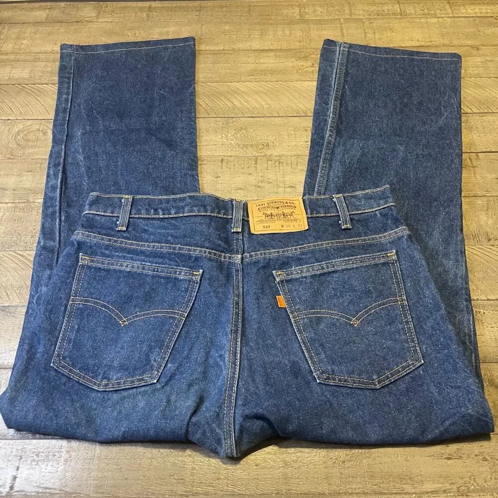 Vintage Levi's 517 NOS Men's Denim Jean Size 36x31 Orange Tab
